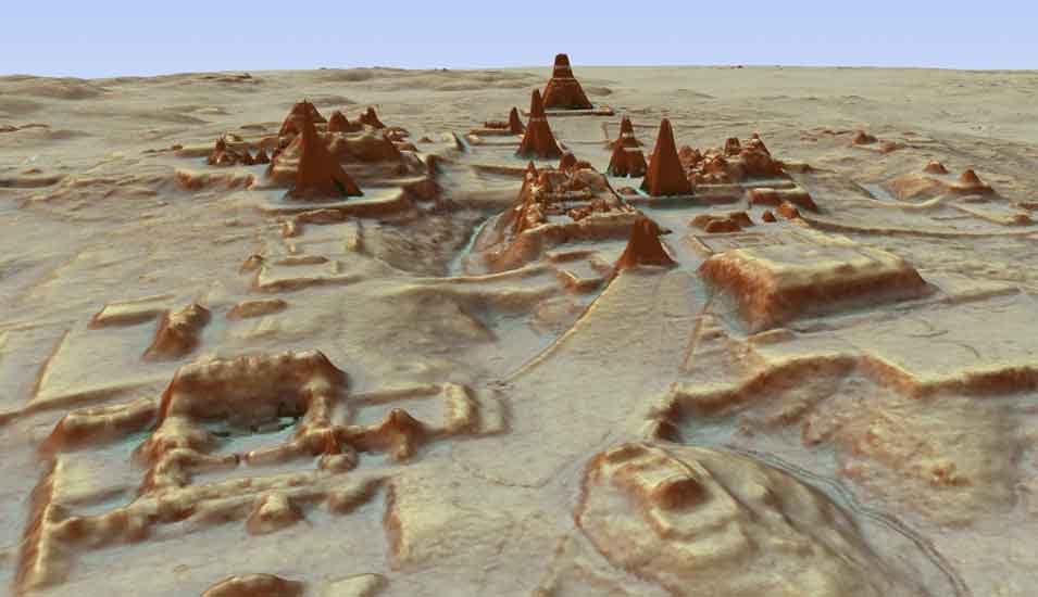 Das Bild zeigt ein Modell der von Archäologen entdeckten Maya-Metropole