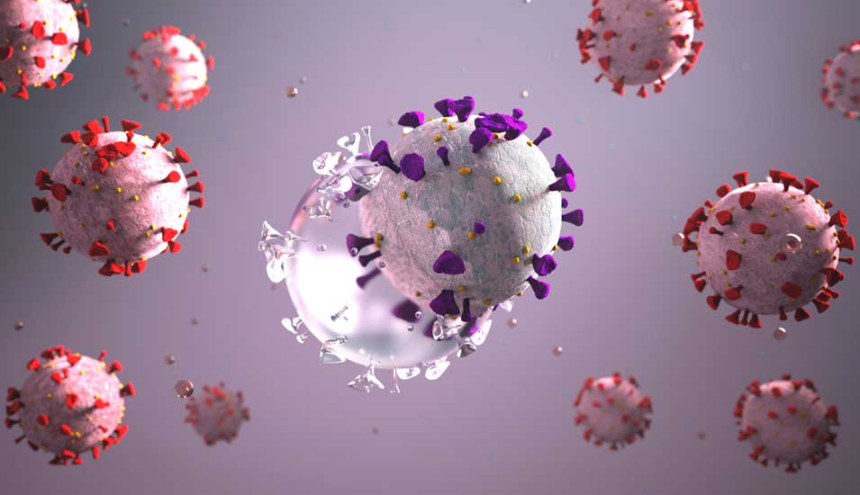 Illustration einer Coronavirus-Variante mit Mutationen
