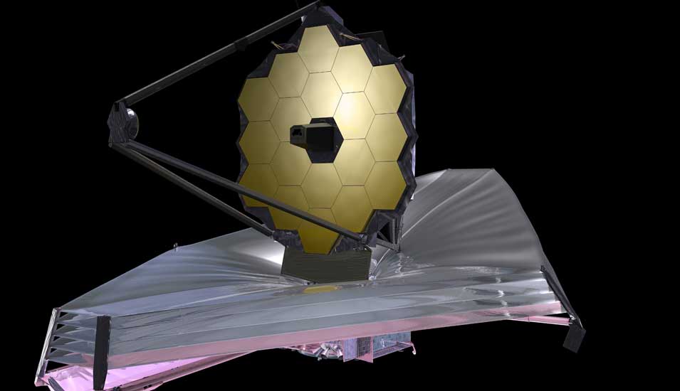 Abbildung eines Modells des James Webb Space Telescope