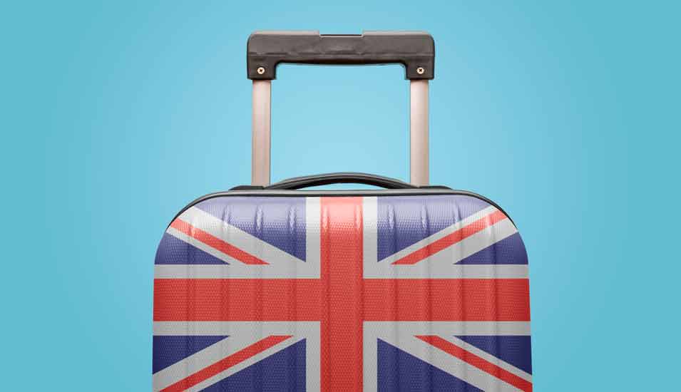 Koffer mit aufgedruckter Flagge von Großbritannien (Union Jack)