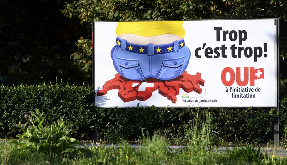 Werbeplakat zur Volksinitiative der Schweiz