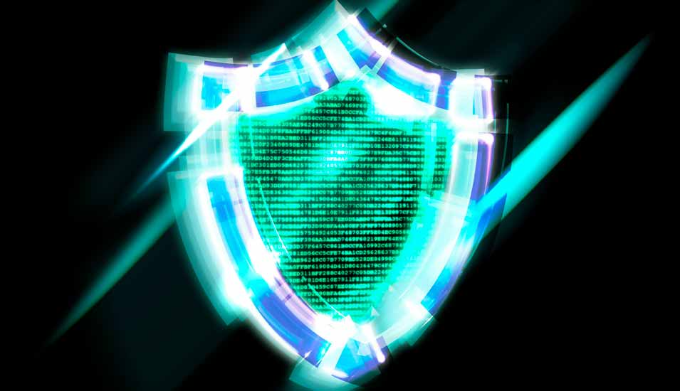 Symbolbild: Cybersicherheit, Schutzschild für digitale Daten