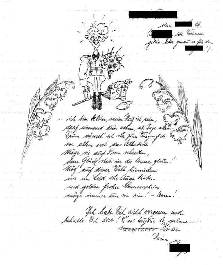 Abbildung eines handschriftlichen Liebesbriefs aus dem Jahr 1944.