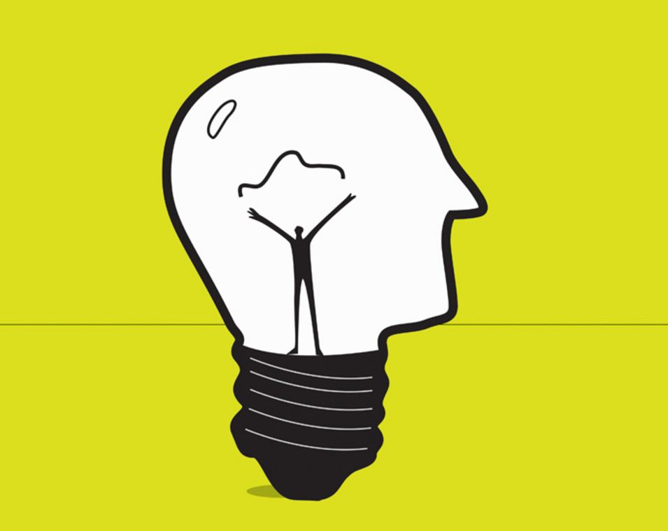 Das Foto zeigt die Zeichnung einer Glühbirne als Symbol für Ideen.