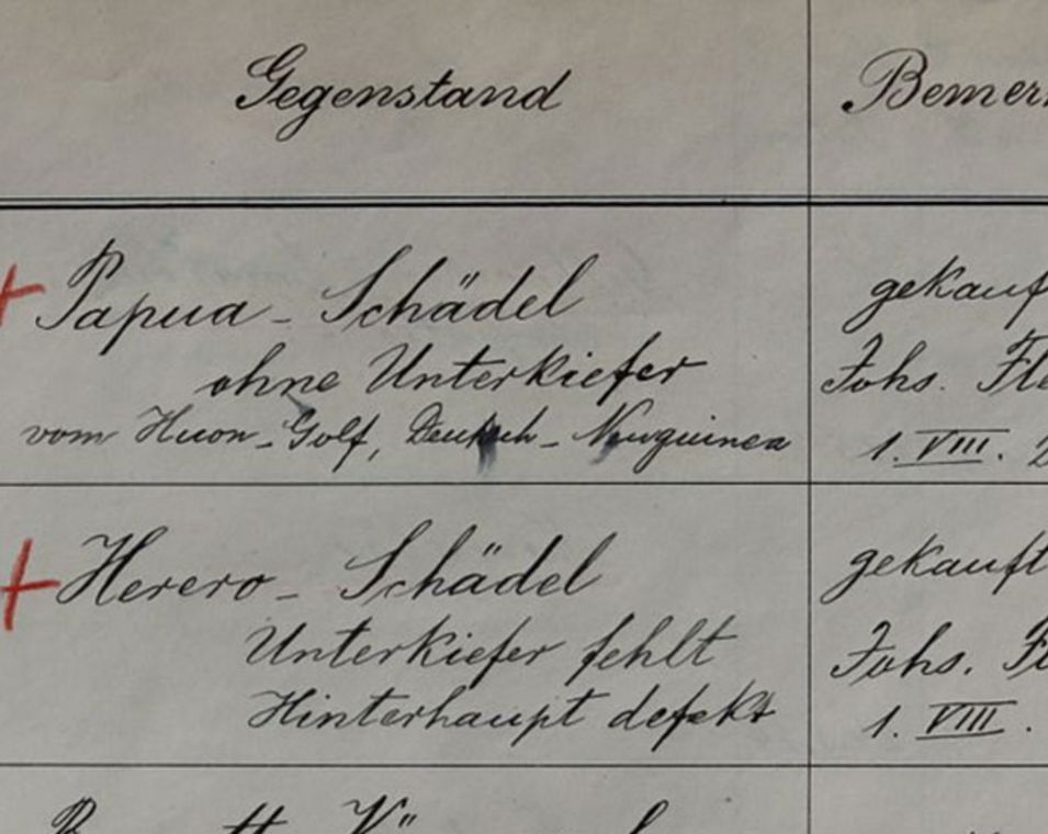 Liste aus dem Inventarbuch der neuropathologischen Sammlung Friedrichsberg.