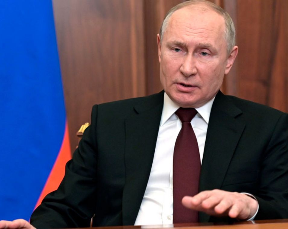 Der russische Präsident Wladimir Putin während seiner Rede am 21. Februar 2022.