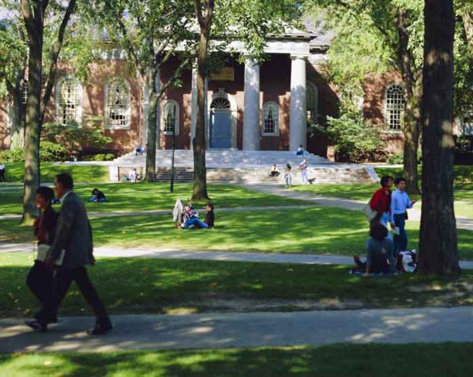 Das Foto zeigt einen Teil des Parks an der Harvard University in den USA