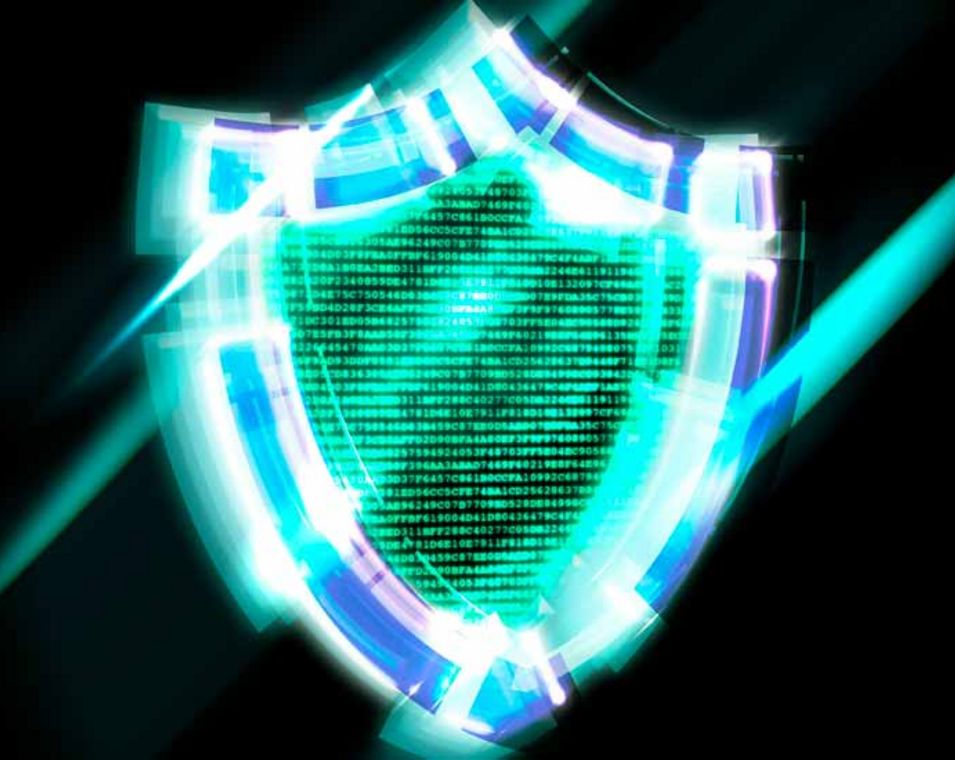 Symbolbild: Cybersicherheit, Schutzschild für digitale Daten