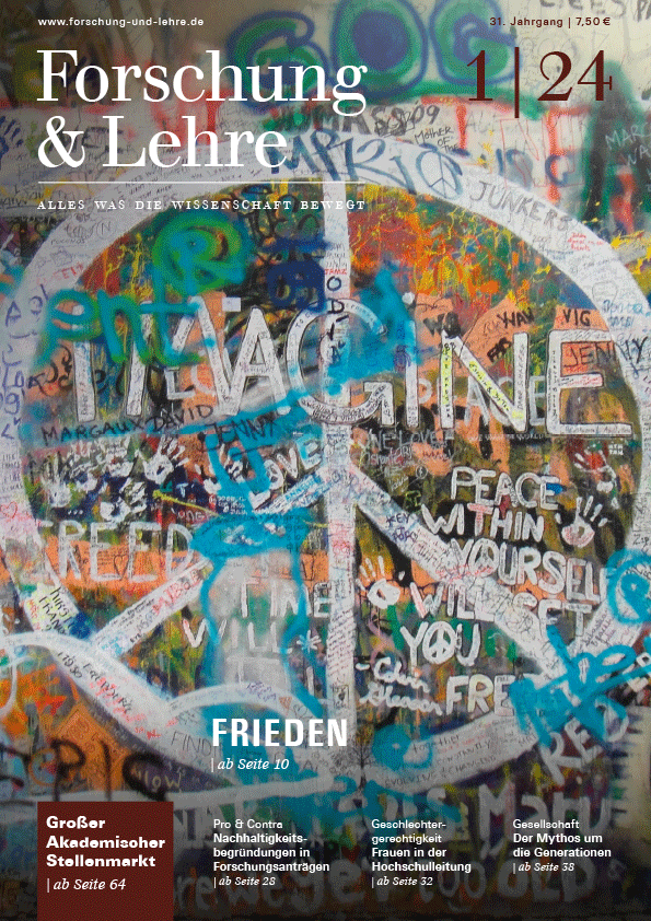 Cover der Ausgabe "Frieden" von Forschung & Lehre, Januar 2024
