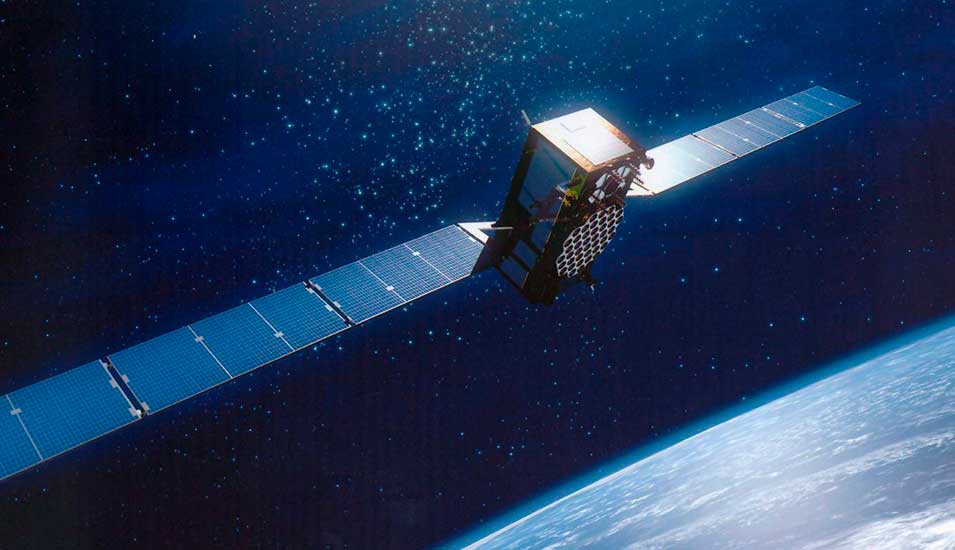 Illustration einer Simulation Galileo-Satelliten.