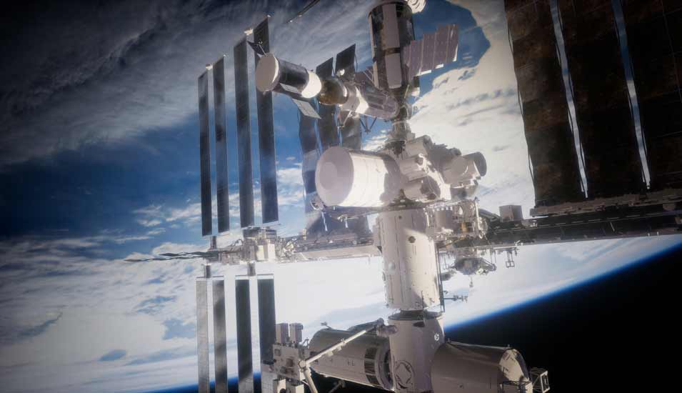 Bild der Internationalen Raumstation ISS, während sie die Erde umkreist