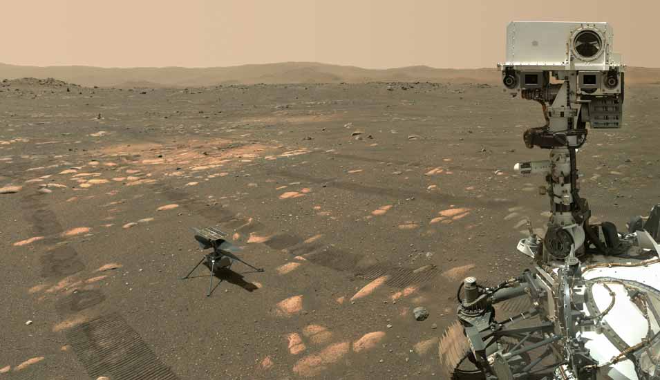 Selfie des Nasa-Rovers "Perseverance" und seinem Hubschrauber "Ingenuity" auf dem Mars.
