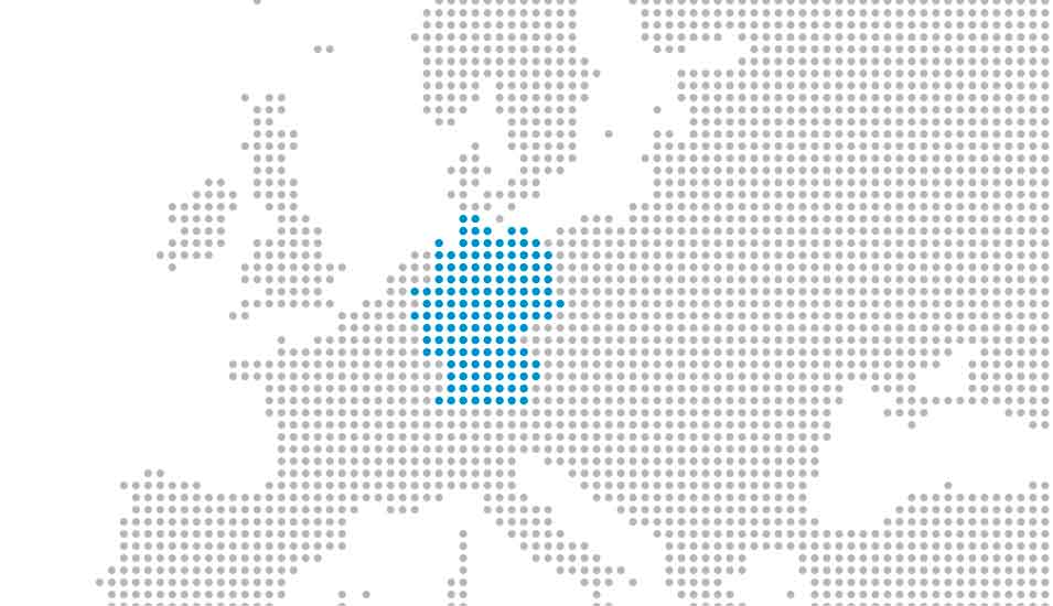 farbige Markierung von Deutschland auf einer Europakarte