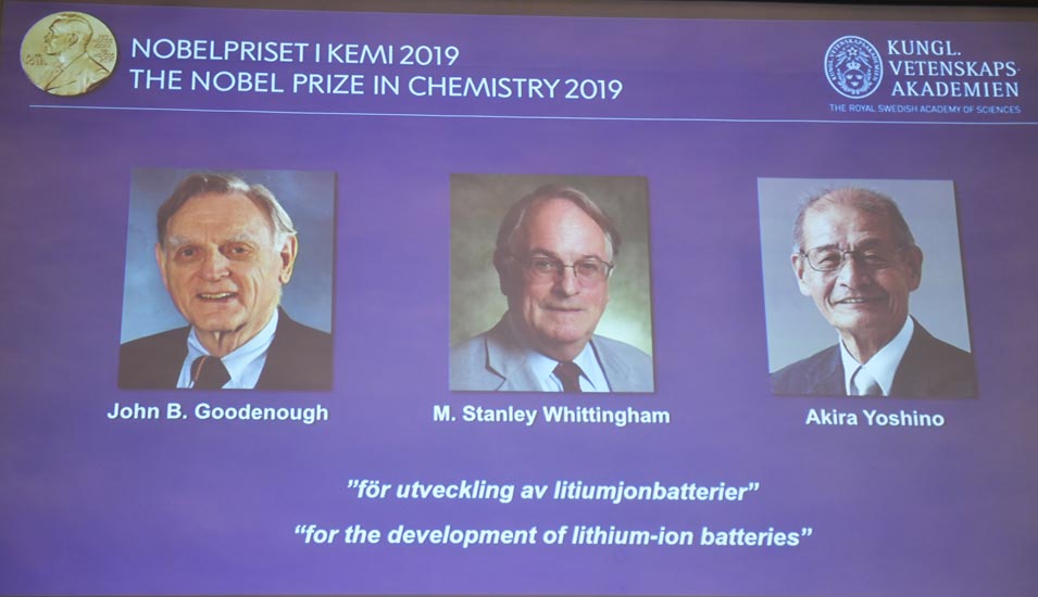 Portraitfotos und Beschreibung der Preisträger des Chemie-Nobelpreises 2019