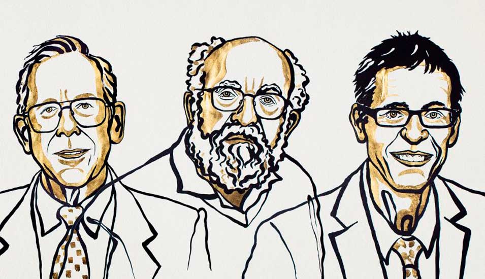 Die Physik-Nobelpreisträger 2019 Professor James Peebles, Professor Michel Mayor und Professor Didler Quesloz
