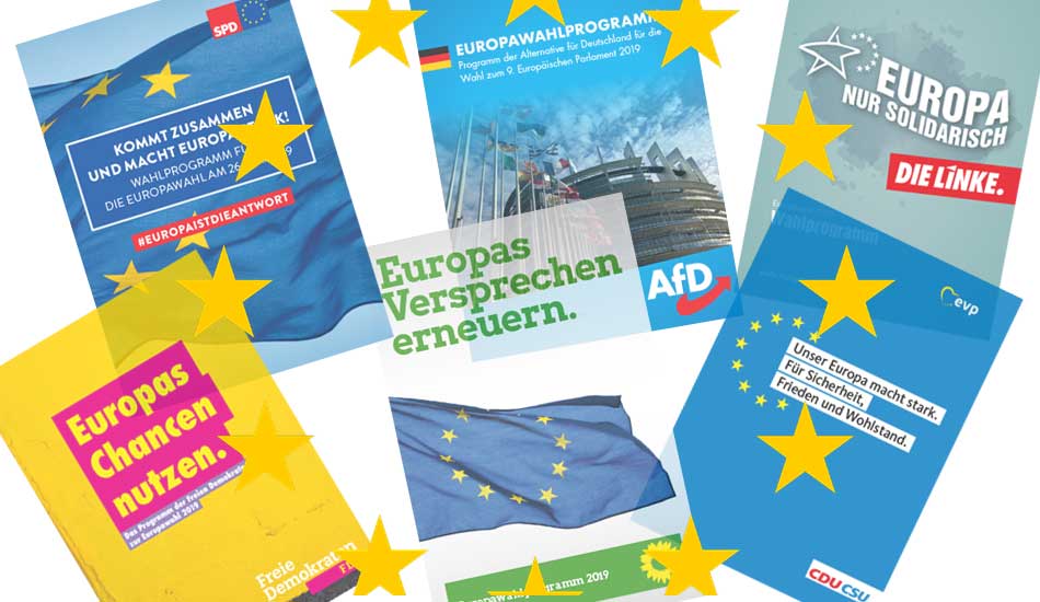 Titelbilder der Wahlprogramme zur Europawahl