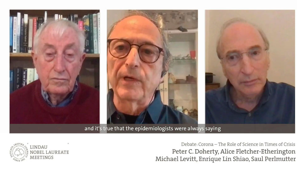 Die Wissenschaftler Peter C. Doherty, Michael Levitt und Saul Perlmutter