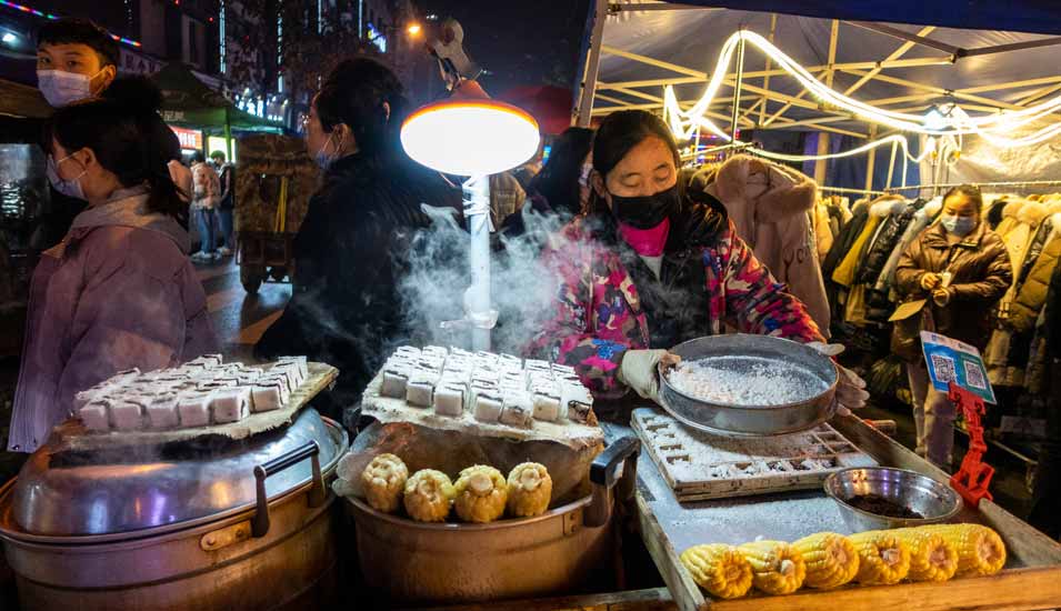 Straßenmarkt in Wuhan, China