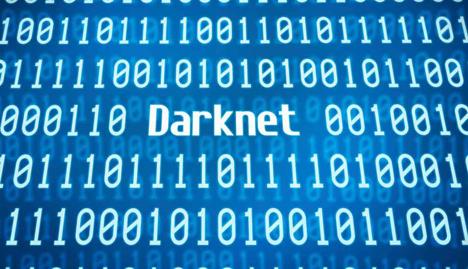 Symbolbild: Auf einem Computerbildschirm ist Binärcode abgebildet, in der Mitte steht das Wort "Darknet".
