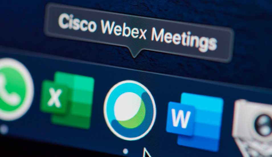 Nahaufnahme des Programm-Icons von Cisco Webex Meetings auf einem Computerbildschirm