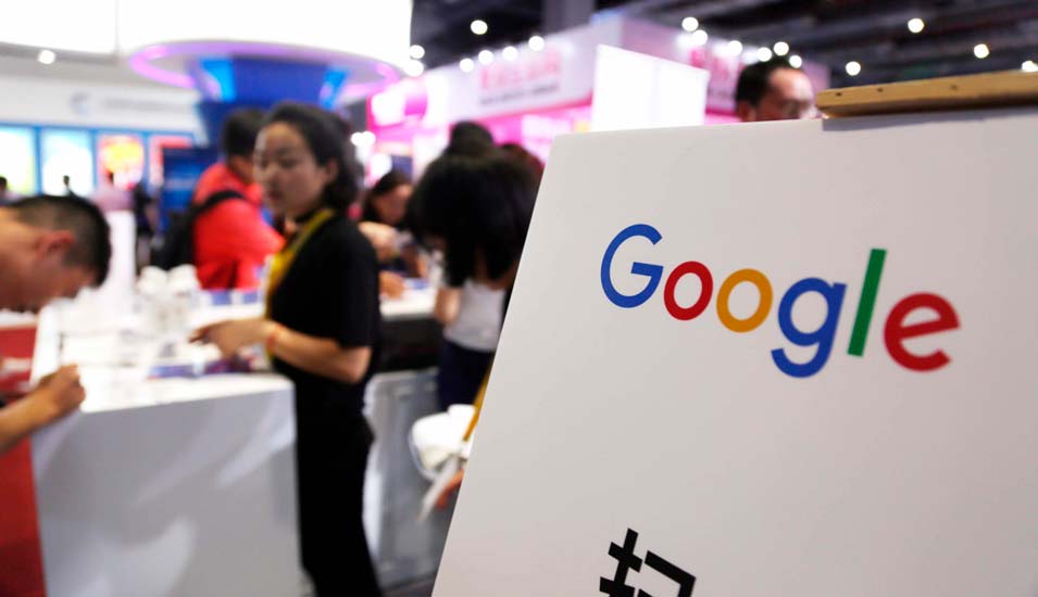Google-Stand auf einer chinesischen Technologiemesse
