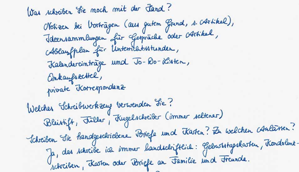 Handschriftenprobe von Cornelia Schwartz