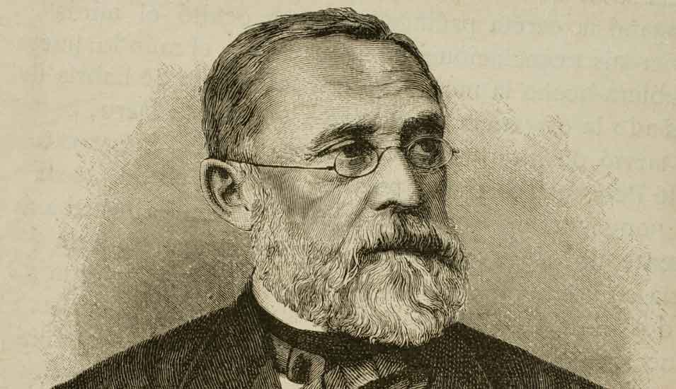 historisches gezeichnetes Portrait von Rudolf Virchow (1821-1902)