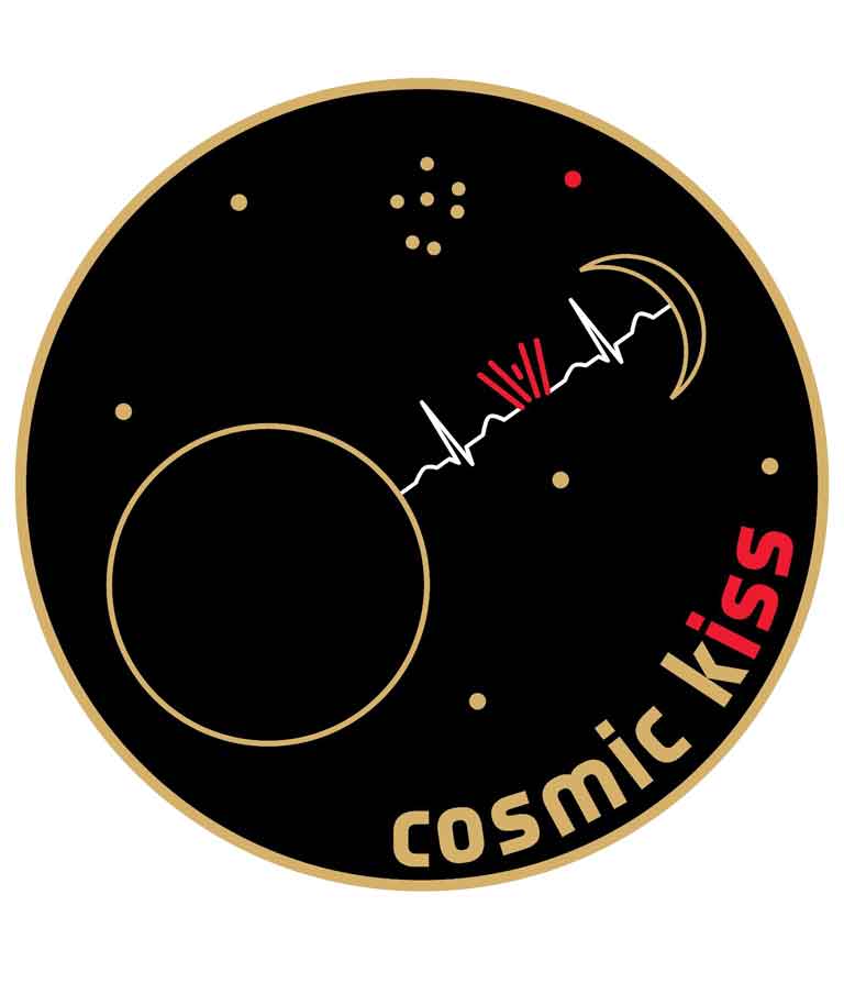 Logo der Mission "Cosmic Kiss", das der Himmelsscheibe von Nebra nachempfunden ist.