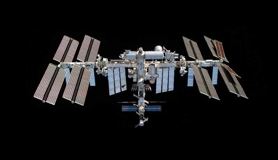 aktuelle Außenansicht der International Space Station ISS