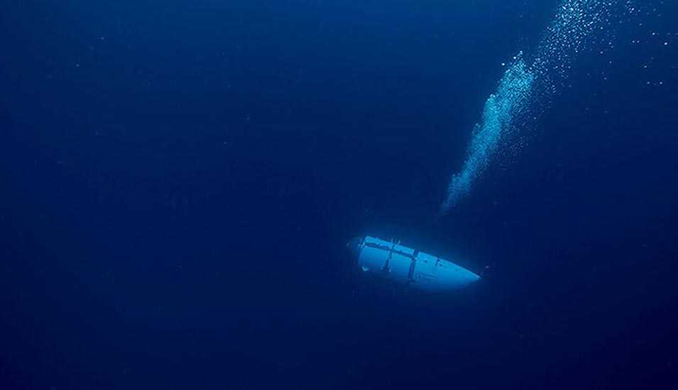 Foto eines Tauchboots. Das U-boot "Titan" ist am Sonntag auf einer Expedition zum Wrack der "Titanic" verschwunden. Seither berichten Medien über die aufwändige Suchaktion.